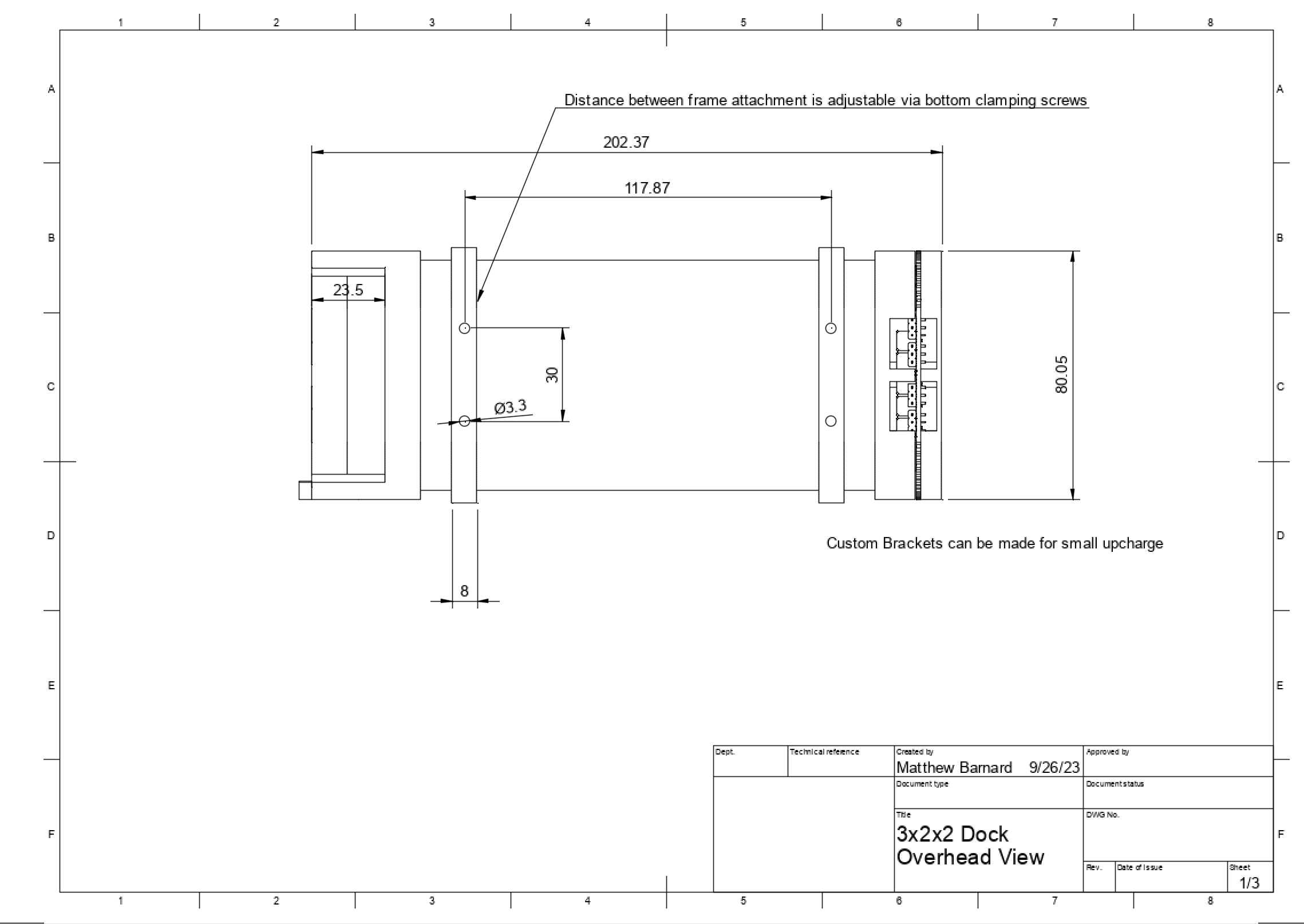 3x2x2 Battery Dock & Interface PCB