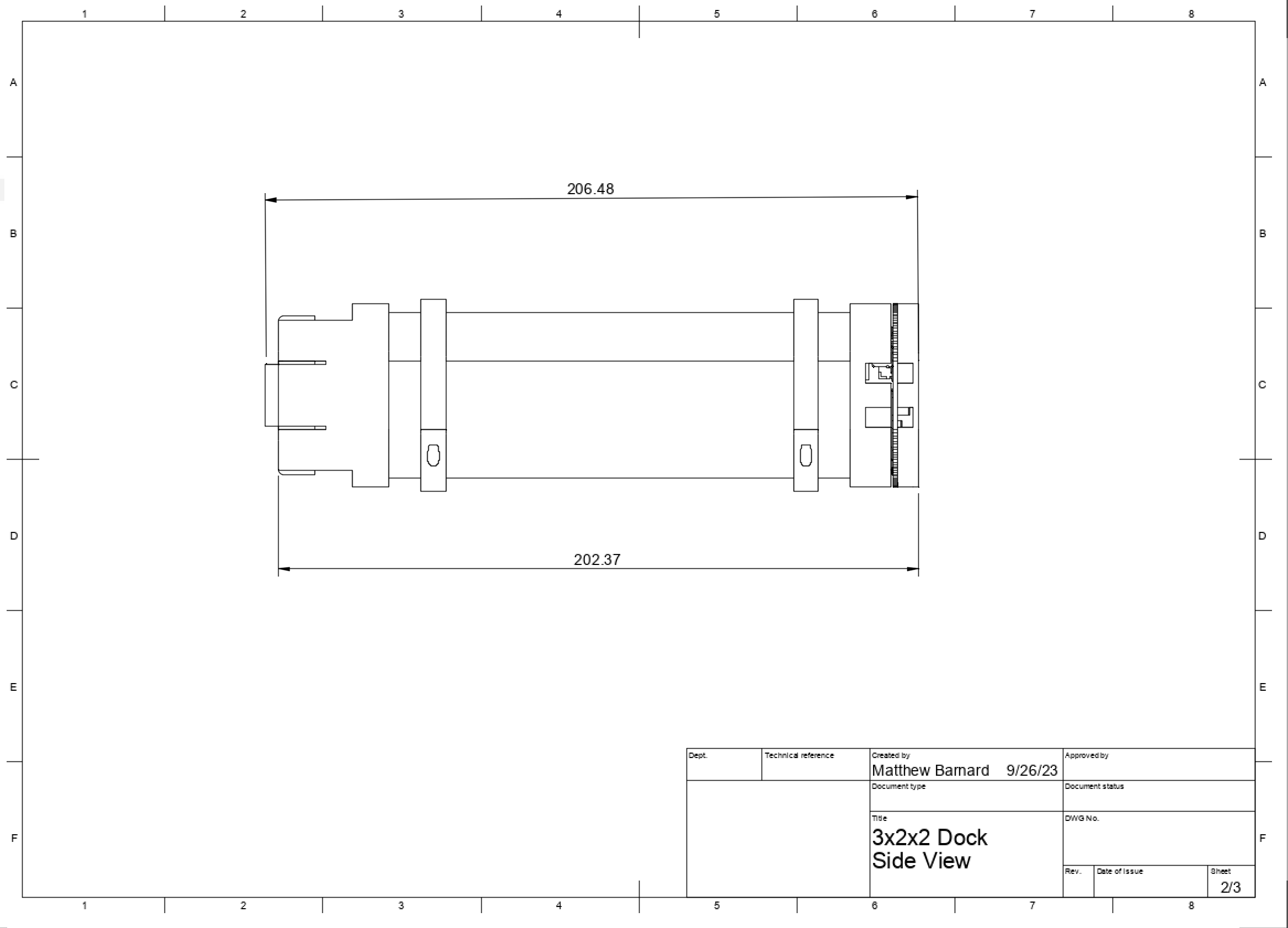 3x2x2 Battery Dock & Interface PCB