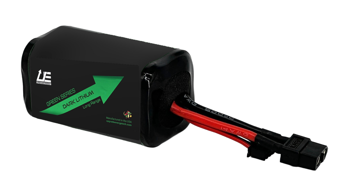 GREEN V2 4S1P 4Ah AMPRIUS SA10 with current GREEN SERIES white UE logo and green arrow label