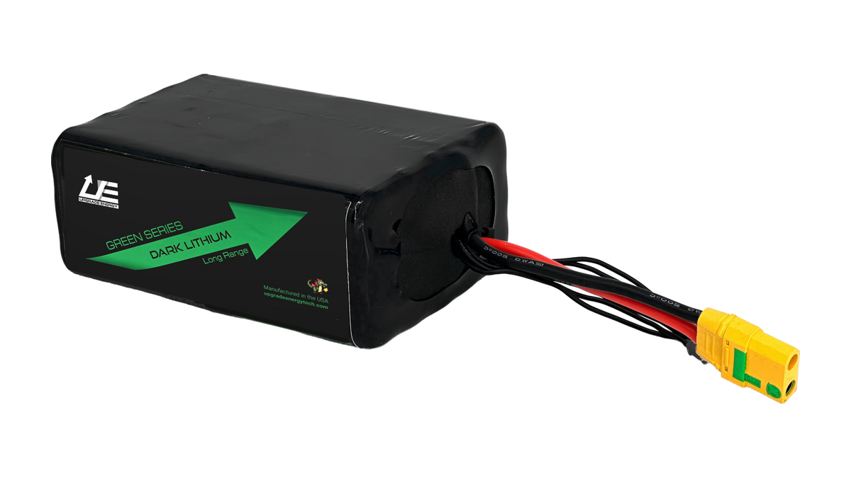 GREEN V2 6S5P 20Ah AMPRIUS SA10 with current GREEN SERIES white UE logo and green arrow label