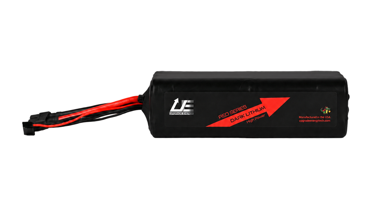 RED V3 6S2P 10Ah Molicel P50B — High Power battery, black JST-XH balance connector, leads facing left