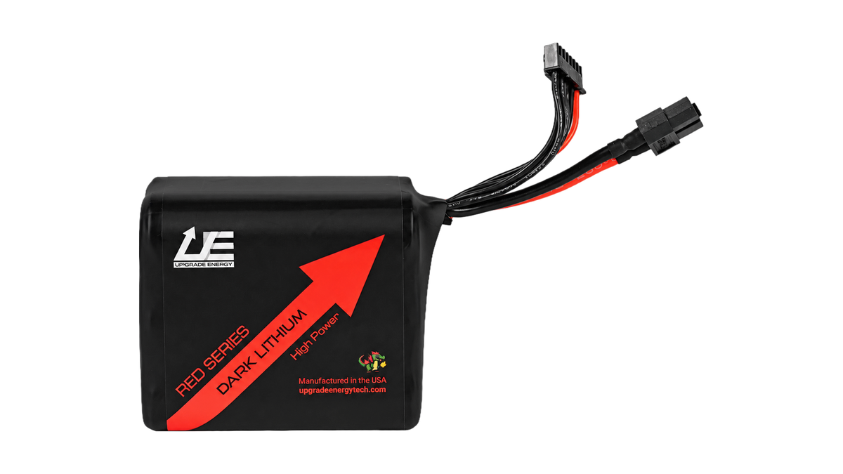 RED V4 6S1P 5Ah — High Power battery, black JST-XH balance connector, leads facing right
