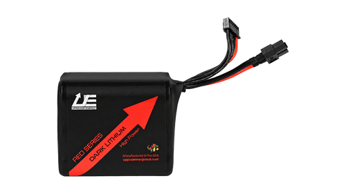 RED V4 6S1P 5Ah — High Power battery, black JST-XH balance connector, leads facing right