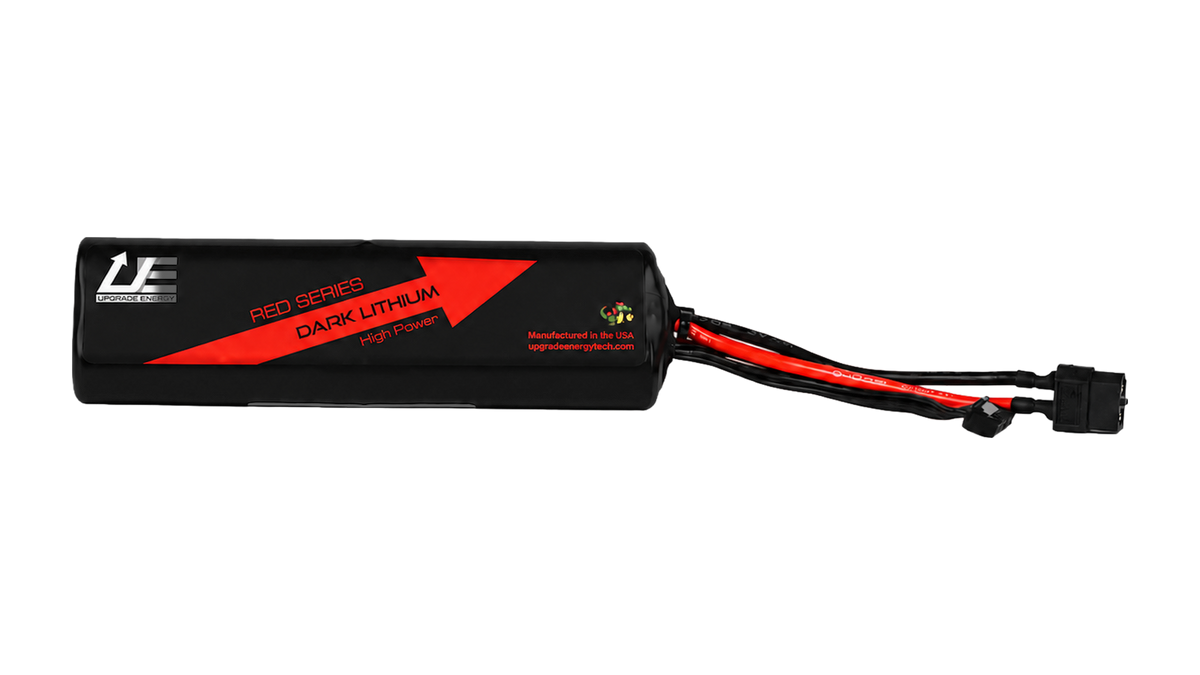 RED V4 6S1P 5Ah Long — High Power battery, black JST-XH balance connector, leads facing right