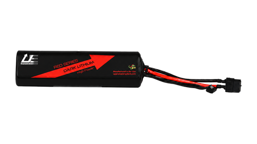 RED V4 6S1P 5Ah Long — High Power battery, black JST-XH balance connector, leads facing right