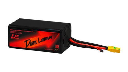RED V4 6S4P 20Ah — High Power battery, black JST-XH balance connector, leads facing right