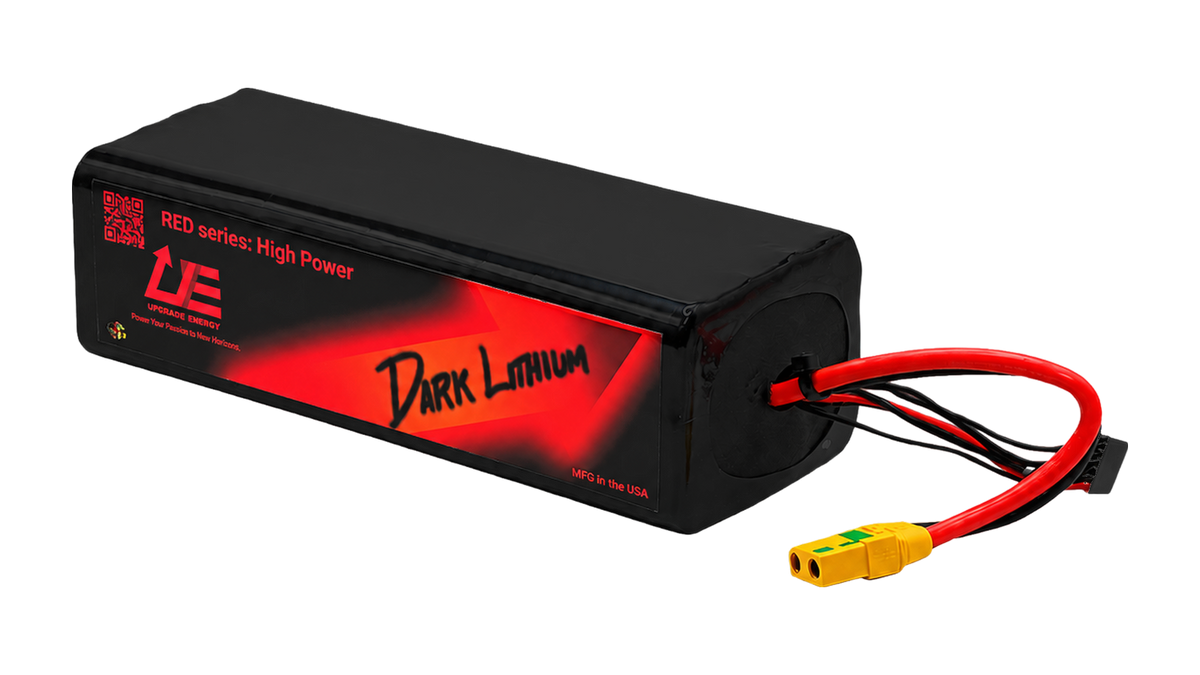 RED V4 6S6P 30Ah — High Power battery, black JST-XH balance connector, leads facing right